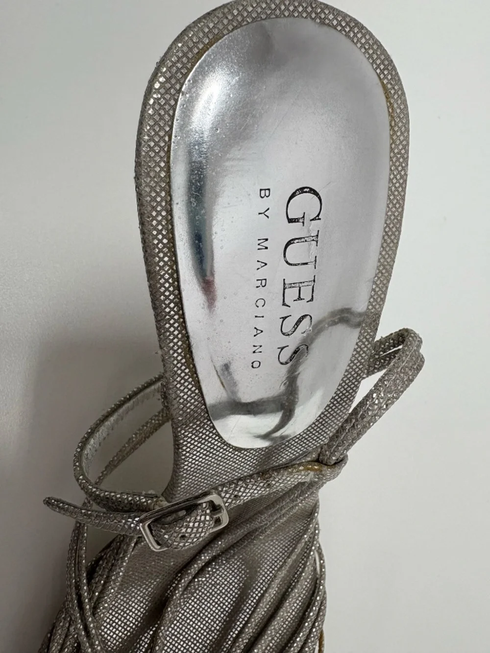 Guess by Marciano Silver Metallic Heeled Sandals - Size 7.5 - Picture 7 of 15